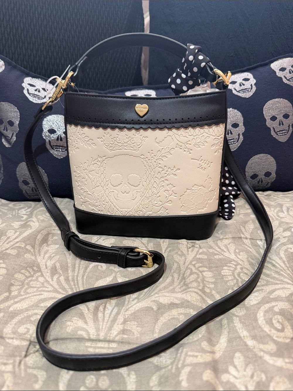 Betsey Johnson Skull Mini Bucket Bag